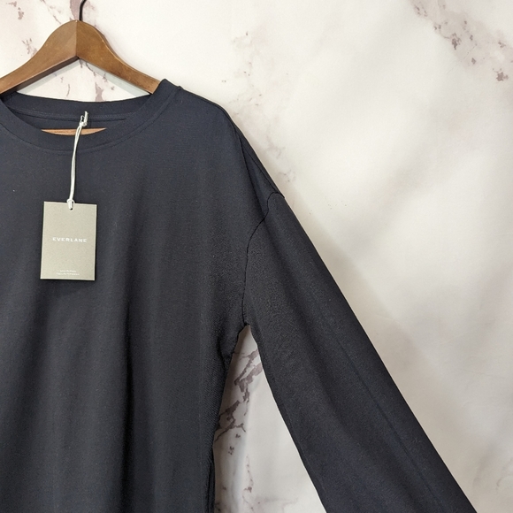 Everlane Long Sleeve Tee Black Shirt Crew Oversized Organic Cotton Women - Picture 12 of 13